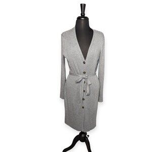 Time & Tru Gray Long Button Front Cardigan Size XL